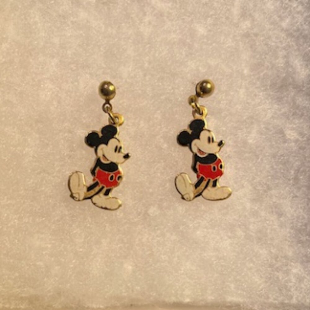 Vintage Walt Disney Productions Mickey Mouse Dangling Earrings